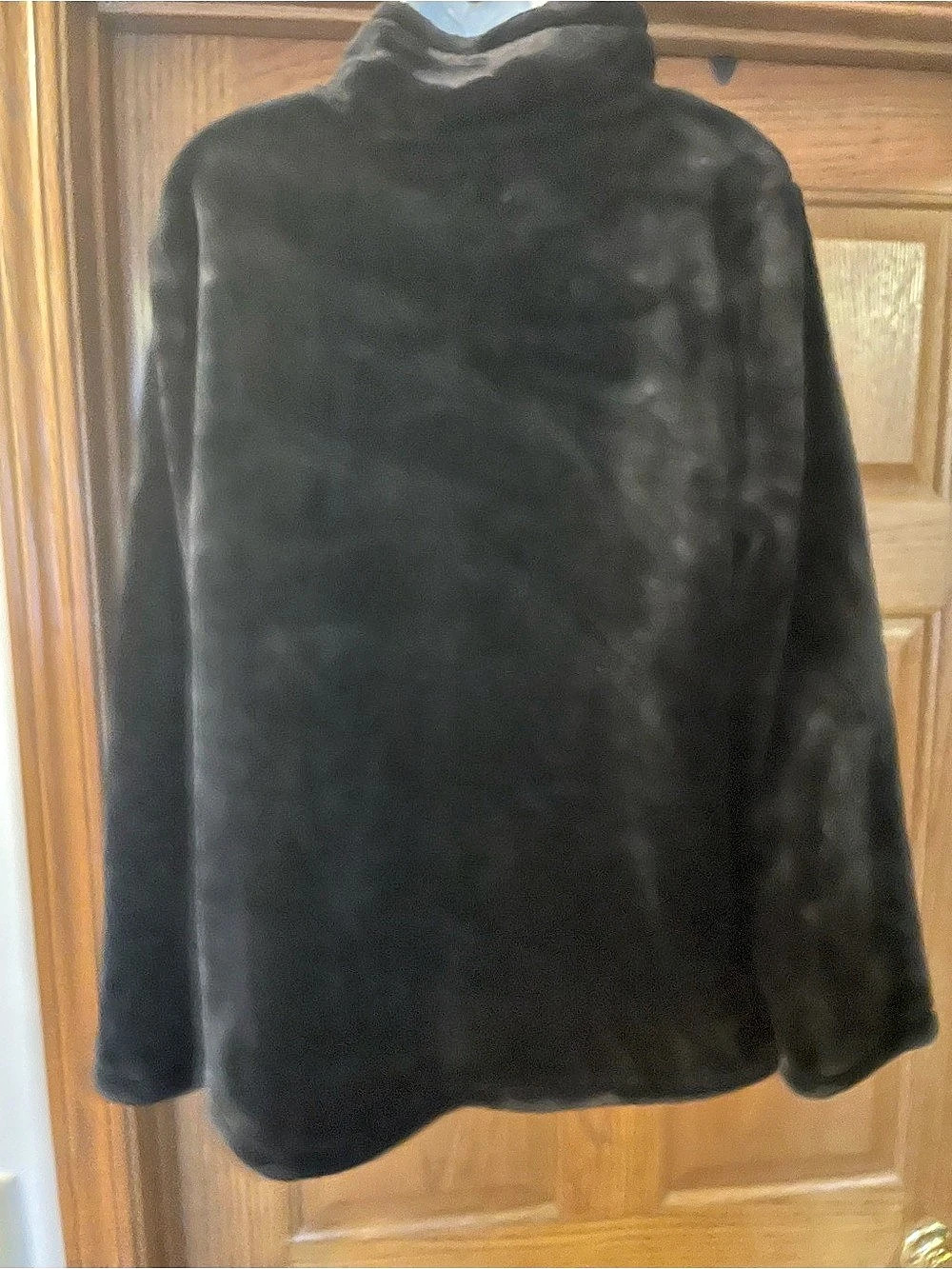 Black Faux Fur Zip Jacket Size XL